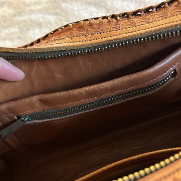 Vintage Hand Tooled Leather Boho Wristlet Clutch Brown 70’s Western Hippie - Picture 5 of 6